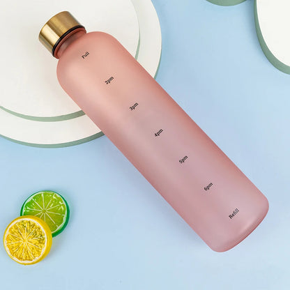 1L Water Bottle With Time Marker 32 OZ Fitness Sports Outdoor Travel Portable Leakproof Drinkware BPA Free Drink Bottles