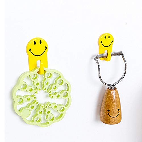 Pack of 6 - Self-Adhesive Smiley Face Wall Hooks for Back Door, Bathroom and Kitchen