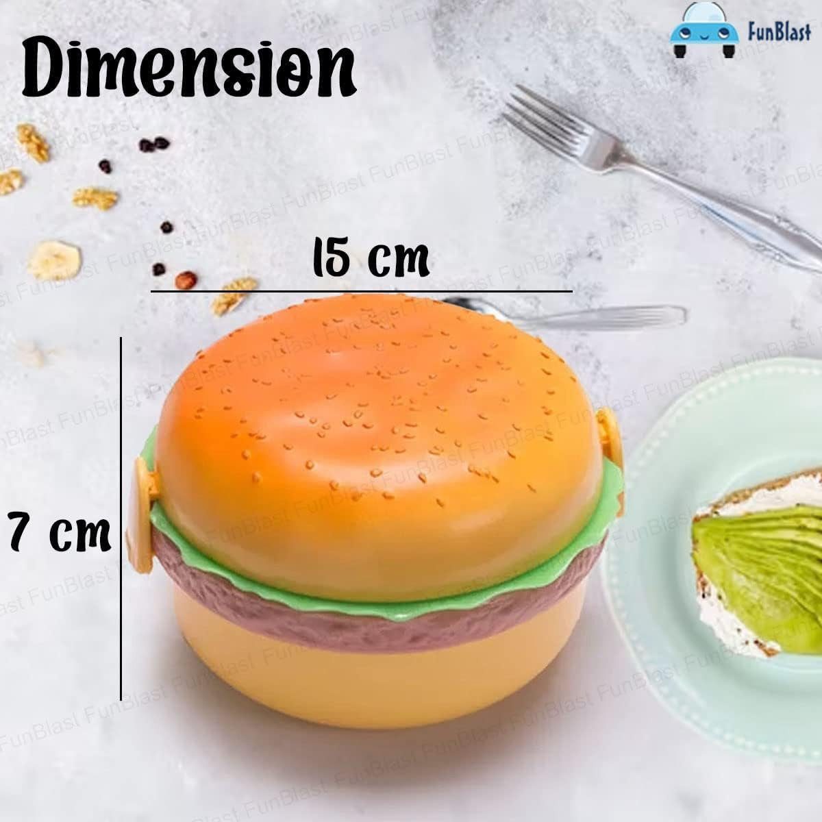 Burger Shape Lunch Box for Kids - Lunch Box for Kids, Tiffin Box, Lunch Box Leak Proof Plastic Lunch Box, Lunch Box with