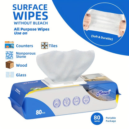 Pack of 80 Multi-Surface Kitchen Cleaning Wipes For Party Preparation, Barbecue, Outdoor RV, Degreasing, Heavy Duty Oil Removal, Granite, Wood, Floor Refrigerator, Grills, Stoves, Knives, Tongs Safe, Paper Towel