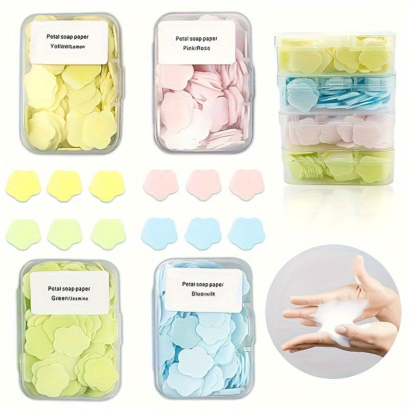 Travel-Friendly Scented Foaming Soap box - Portable Hand Wash - Convenient - Portable Hand Soap, Floral Soap Flakes in a Box, Travel Portable Disposable Petal Soap, Very Suitable for Carrying Out