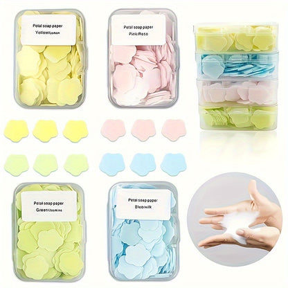 Travel-Friendly Scented Foaming Soap box - Portable Hand Wash - Convenient - Portable Hand Soap, Floral Soap Flakes in a Box, Travel Portable Disposable Petal Soap, Very Suitable for Carrying Out