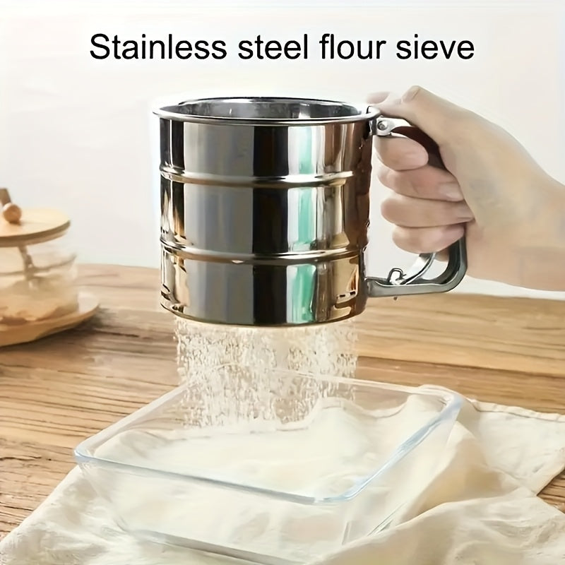 1pc of Semi-Automatic Flour Sifter, Handheld Flour Sieve, New Model for Filtering Flour, Baking Tool for Dusting, Kitchen And Restaurant Utensil