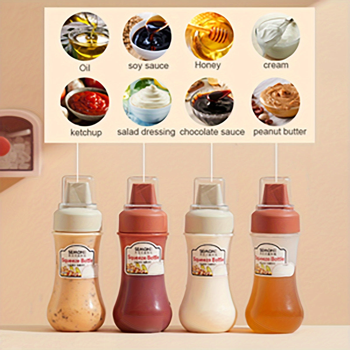 350 ml Squeezable sauce bottle for salad, ketchup, honey, jam, food - grade, for home kitchen, squeeze - type sauce bottle, oyster sauce squeeze bottle