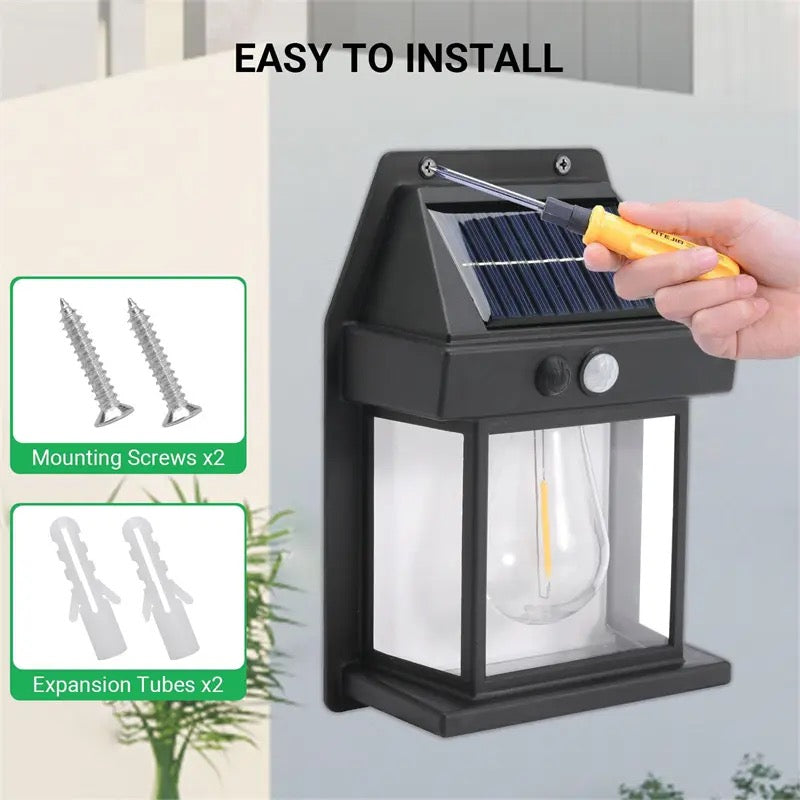 Solar Powered Outdoor Wall Lantern Light