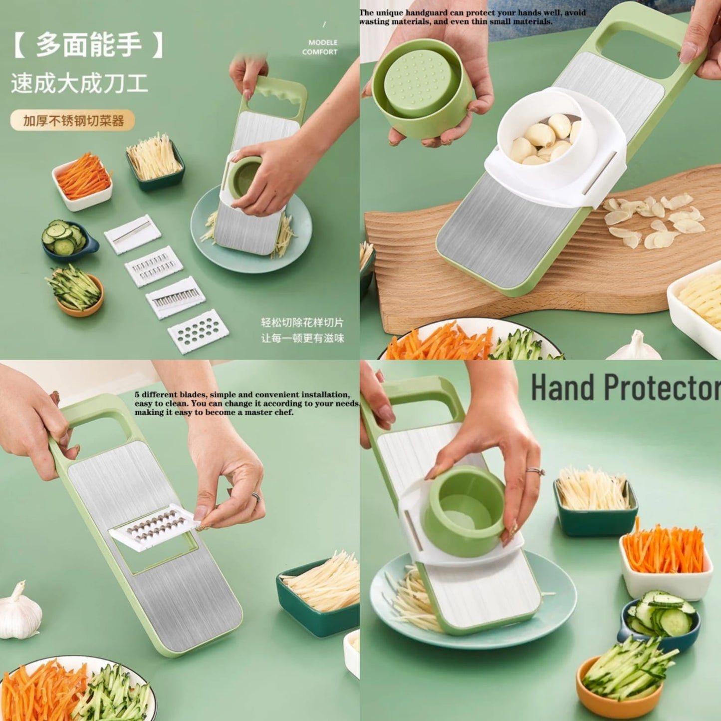 5-in-1 Stainless Steel Mandoline Slicer & Vegetable Grater Set
