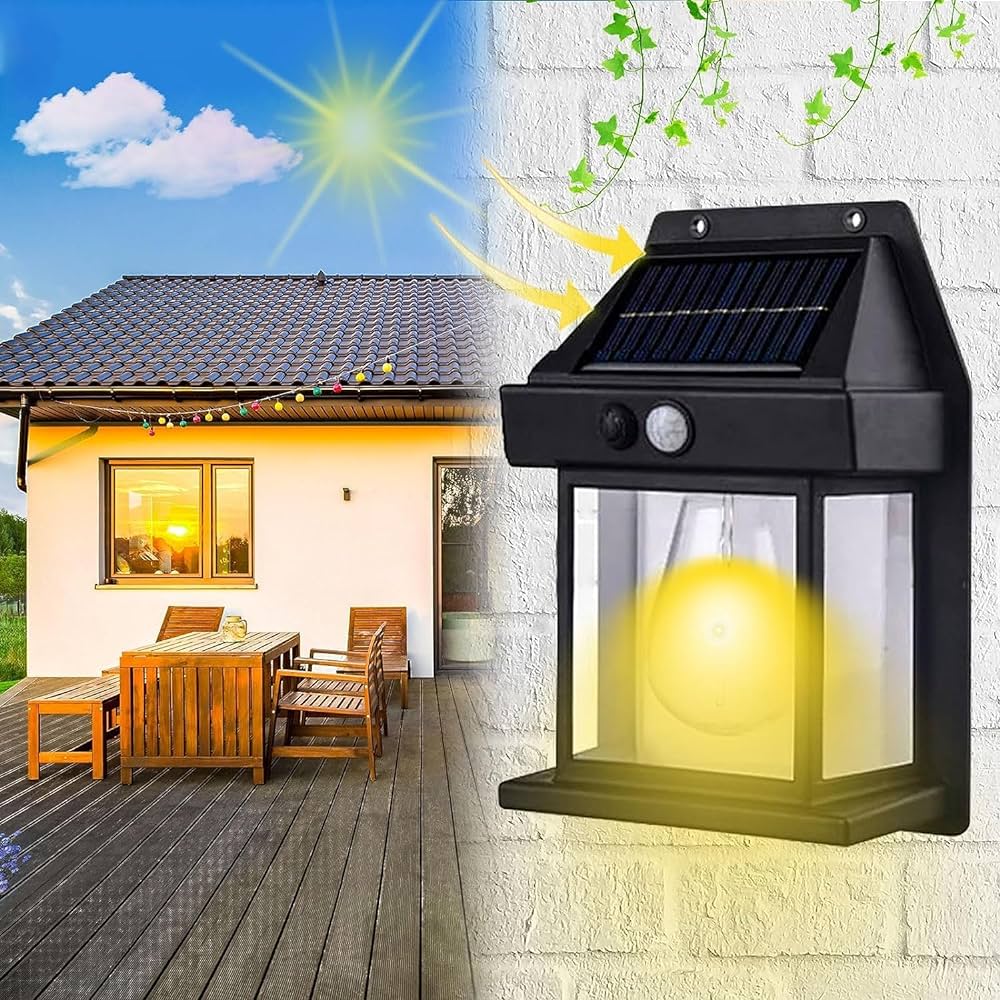 Solar Powered Outdoor Wall Lantern Light