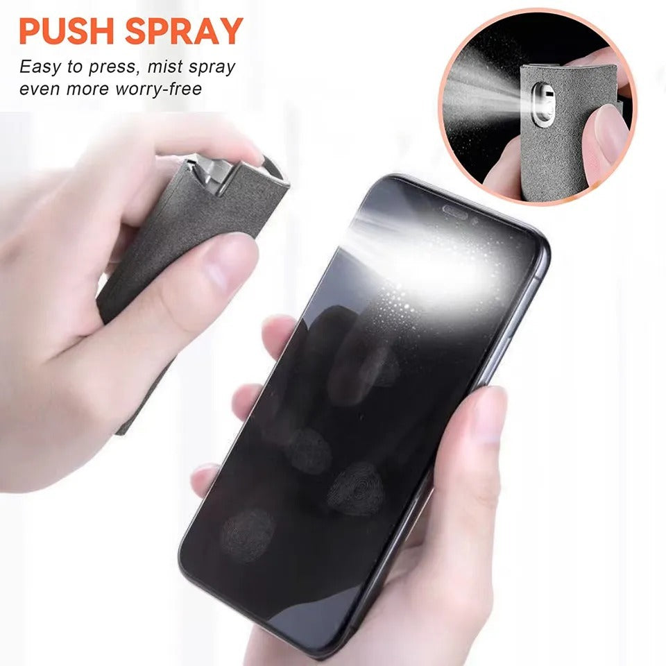 2-in-1 Phone Screen Cleaner Spray & Microfiber Cloth Set