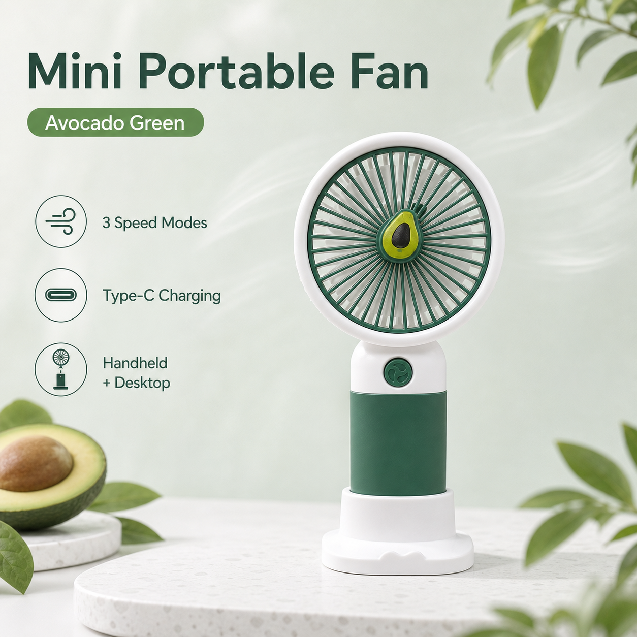 Handheld Mini Fan – 3 Speed | Type-C Rechargeable