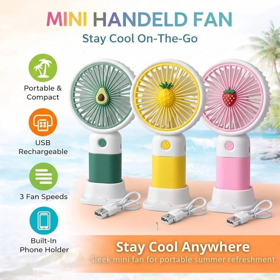 Handheld Mini Fan – 3 Speed | Type-C Rechargeable
